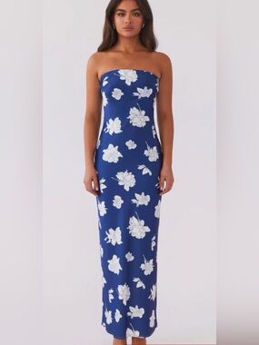 peppermayo blue floral dress Rush | Aster Bloom Maxi Dress dark adventures BRAND NEW Peppermayo Blue and